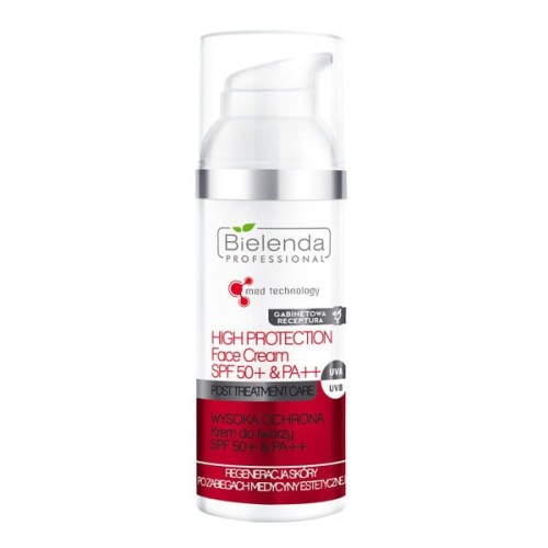 Bielenda Professional, krem do twarzy wysoka ochrona SPF 50+ i PA++, 50 ml