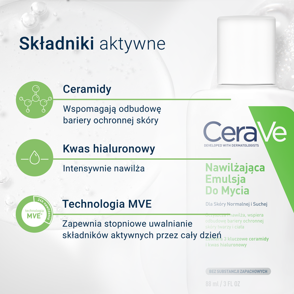 CeraVe nawilżająca emulsja do mycia dla skóry normalnej i suchej 88 ml