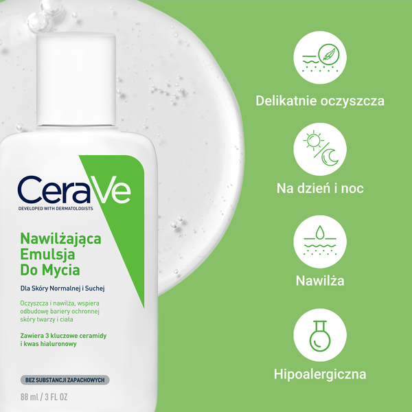 CeraVe nawilżająca emulsja do mycia dla skóry normalnej i suchej 88 ml