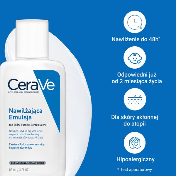 CeraVe nawilżająca emulsja do ciała dla skóry suchej i bardzo suchej 88 ml
