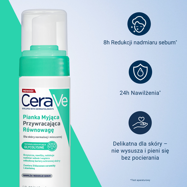 CeraVe pianka myjąca przywracająca równowagę dla skóry normalnej i mieszanej 148 ml