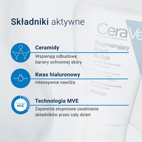 CeraVe regenerujący krem do rąk z ceramidami do skóry suchej i bardzo suchej 50 ml