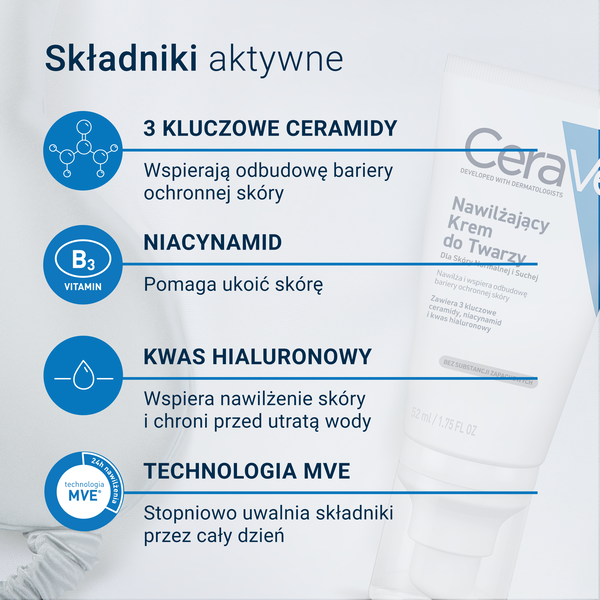 CeraVe nawilżający krem do twarzy z ceramidami 52 ml