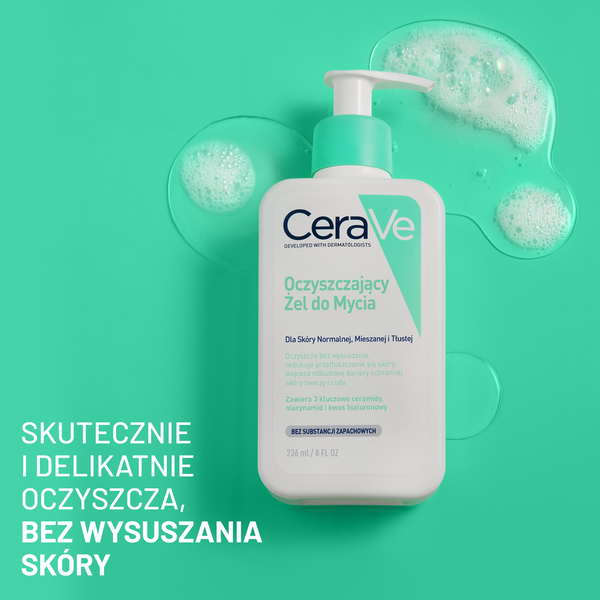 CeraVe oczyszczający żel do mycia z ceramidami dla skóry normalnej i tłustej 236 ml