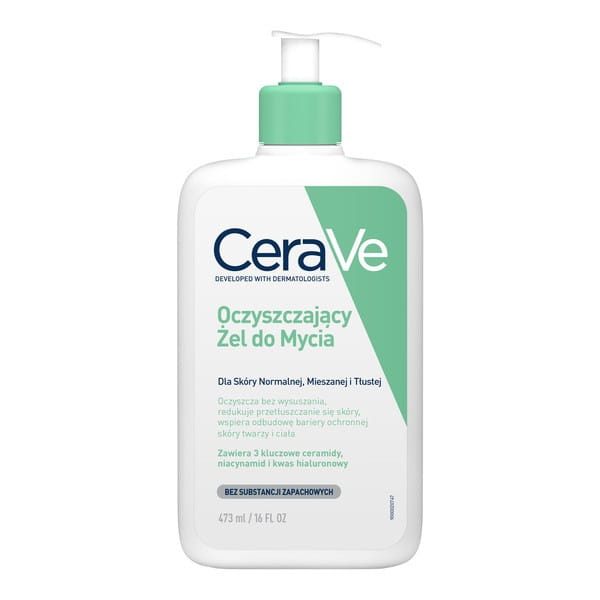 CeraVe oczyszczający żel do mycia z ceramidami dla skóry normalnej i tłustej 473 ml