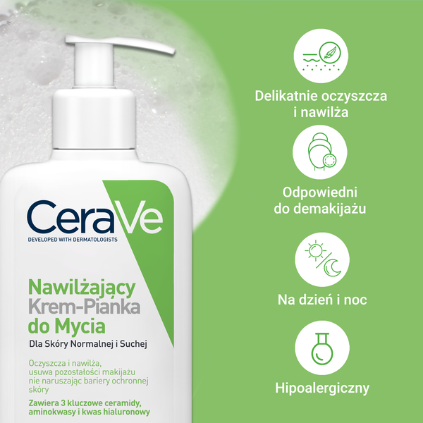 CeraVe krem-pianka do mycia twarzy i demakijażu dla skóry normalnej i suchej 236 ml