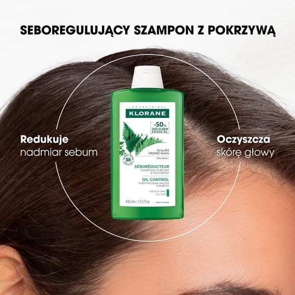Klorane seboregulujący szampon z organiczną pokrzywą 400 ml