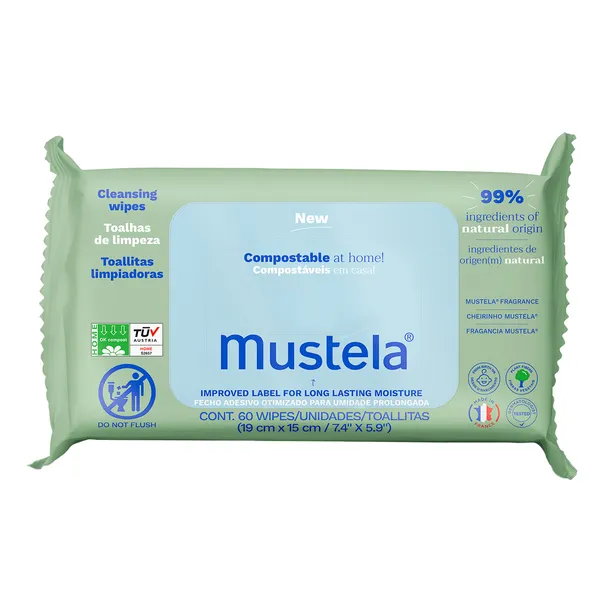 Mustela kompostowalne chusteczki oczyszczające 60 szt.