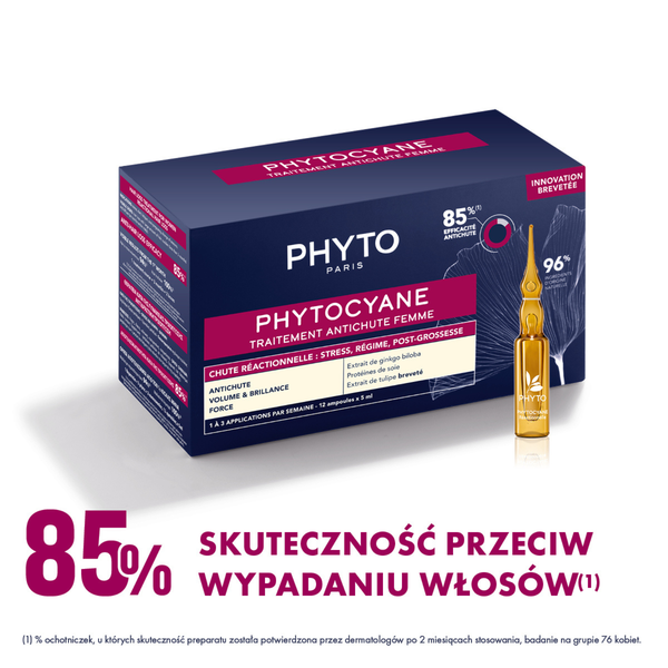 Phyto Phytocyane, kuracja przeciw okresowemu wypadaniu włosów dla kobiet - 12 fiolek x 5 ml