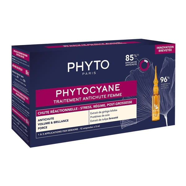 Phyto Phytocyane, kuracja przeciw okresowemu wypadaniu włosów dla kobiet - 12 fiolek x 5 ml