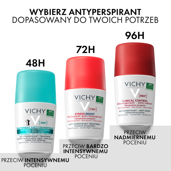 Vichy antyperspirant w kulce 48h, przeciw śladom na ubraniach 50 ml