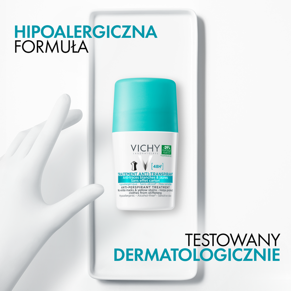 Vichy antyperspirant w kulce 48h, przeciw śladom na ubraniach 50 ml