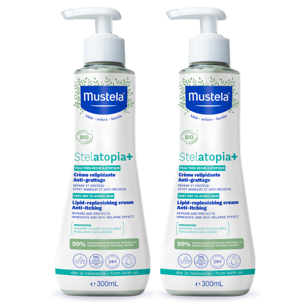 Mustela Stelatopia+, krem uzupełniający, 2 x 300 ml