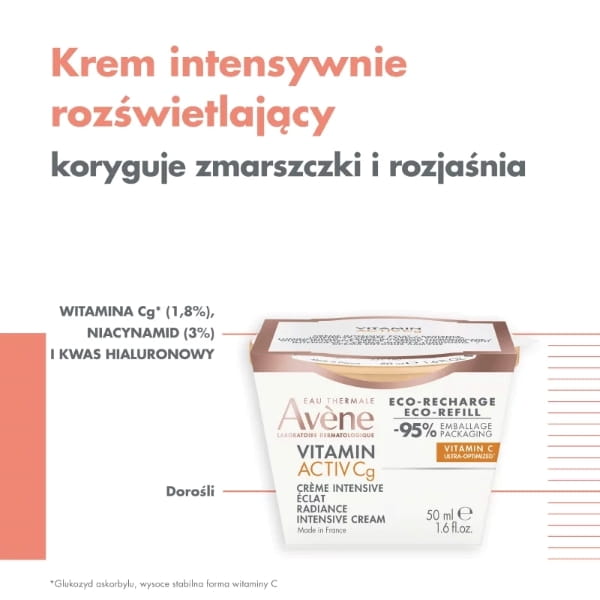 Avene Vitamin Activ Cg, krem intensywnie rozświetlający, eco-refill, 50ml