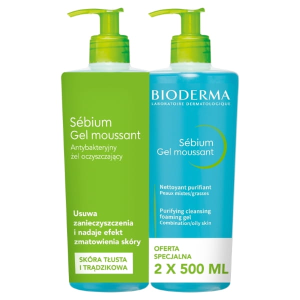 Bioderma Sebium Gel Moussant żel oczyszczający 2 x 500 ml