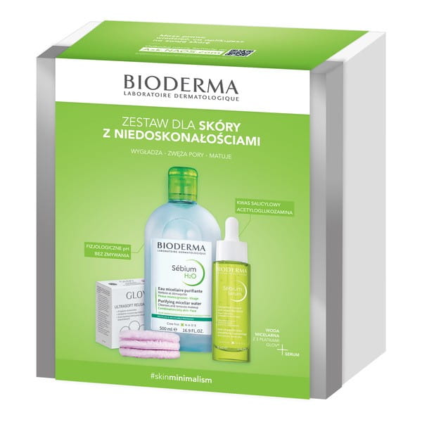 Bioderma Zestaw Sebium serum 30 ml + woda micelarna 500 ml + GLOV płatki 3 szt.