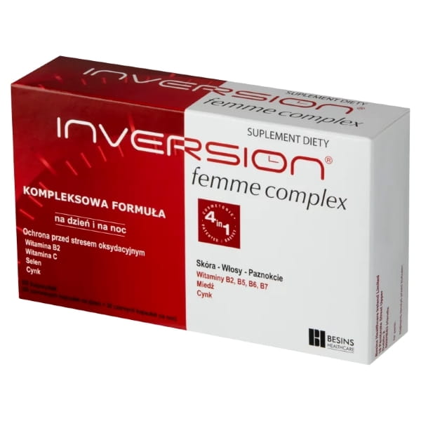 Inversion Femme Complex kapsułki miękkie ze składnikami wspierającymi włosy, skórę i paznokcie 90 szt.