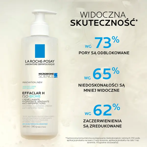 La Roche-Posay Effaclar H ISO-Biome, kojący krem myjący, 390 ml