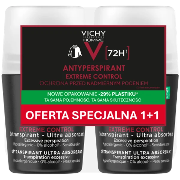Vichy Deo Roll-on Ochrona do 72h, 2x50ml