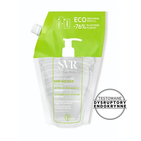 SVR Sebiaclear Eau micellaire, oczyszczający płyn micelarny uzupełnienie 400 ml