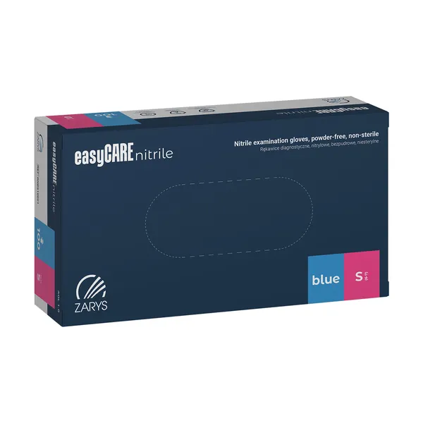 EasyCare nitrile, bezpudrowe rękawice diagnostyczne, nitrylowe, niejałowe, niebieskie, rozmiar S, 100 szt.