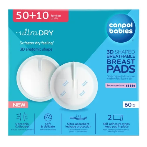Canpol Babies Ultra Dry oddychające ultrachłonne wkładki laktacyjne 3D 60 szt.