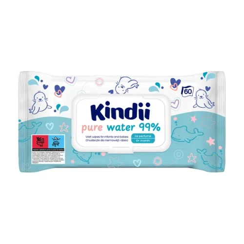 Kindii Pure Water 99% nawilżane chusteczki 60 szt.