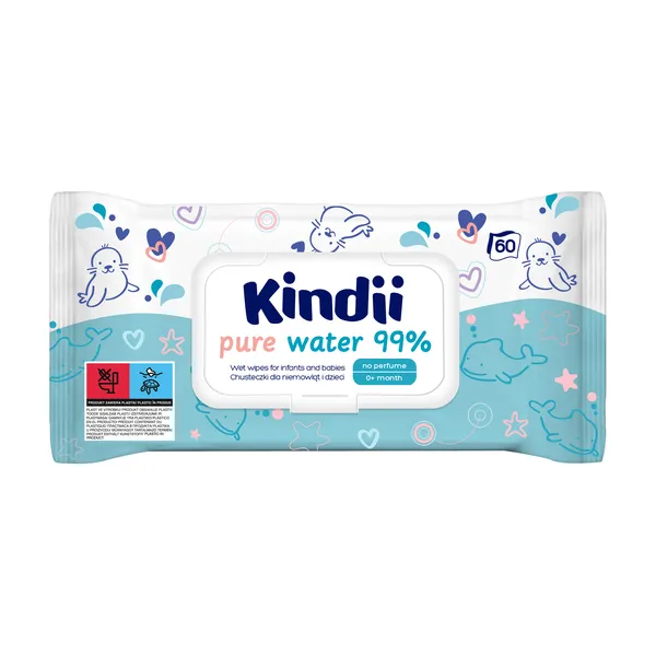Kindii Pure Water 99% nawilżane chusteczki 60 szt.