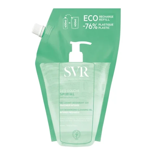 SVR Spirial Deo-douche, dezodorujący żel do mycia ciała i włosów, refill, 400 ml