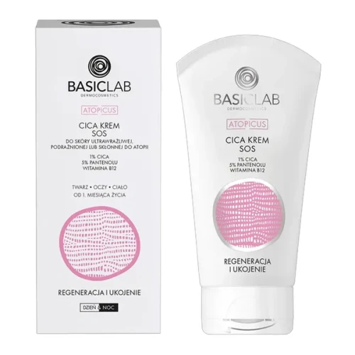 BasicLab Atopicus, krem SOS do skóry ultrawrażliwej, podrażnionej lub skłonnej do atopii, 75 ml