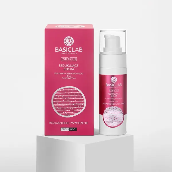 BasicLab Esteticus, redukujące serum 10% kwasu azelainowego, BHA, Glicyryzyna, 30 ml