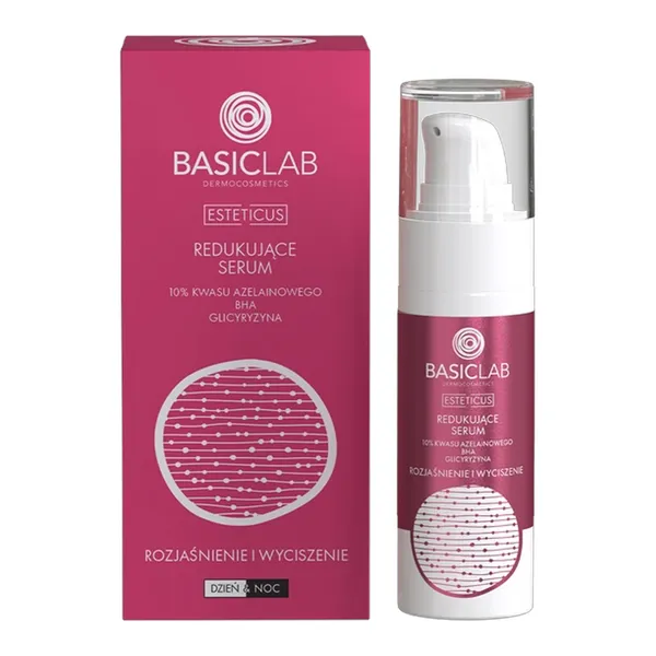BasicLab Esteticus, redukujące serum 10% kwasu azelainowego, BHA, Glicyryzyna, 30 ml