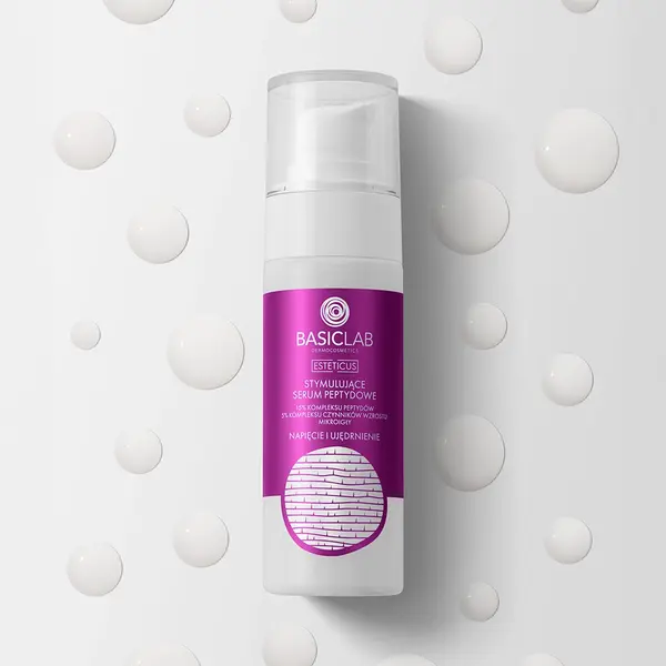 BasicLab Esteticus, serum peptydowe do twarzy na noc Napięcie i Ujędrnienie, 30 ml