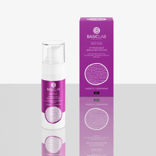 BasicLab Esteticus, serum peptydowe do twarzy na noc Napięcie i Ujędrnienie, 30 ml