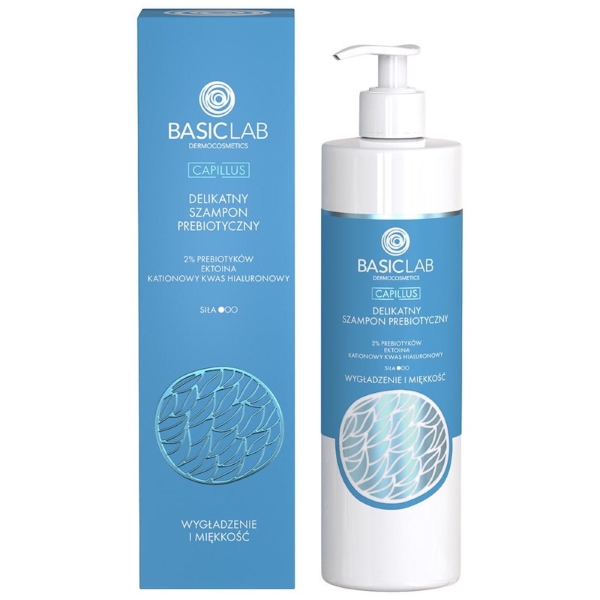 BasicLab Capillus Delikatny szampon prebiotyczny Wygładzenie i Miękkość, 300 ml