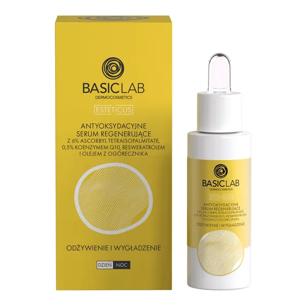 BasicLab Esteticus, antyoksydacyjne serum regenerujące, odżywienie i wygładzenie, 30 ml