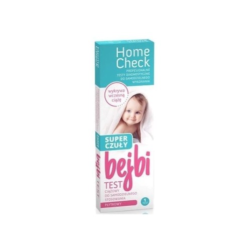 Home Check Test Ciążowy Bejbi, super czuły płytkowy, do samodzielnego stosowania, 1 szt