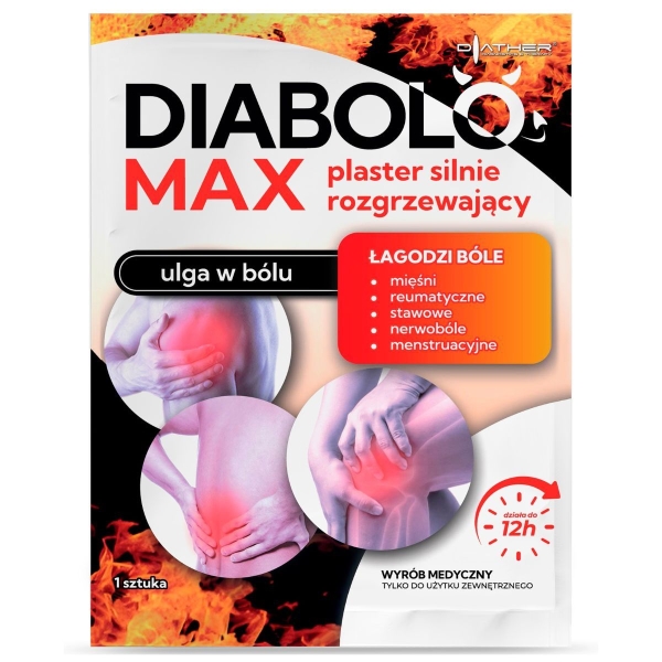 Diather Diabolo Max plaster silnie rozgrzewający na bóle mięśniowe 1 szt.