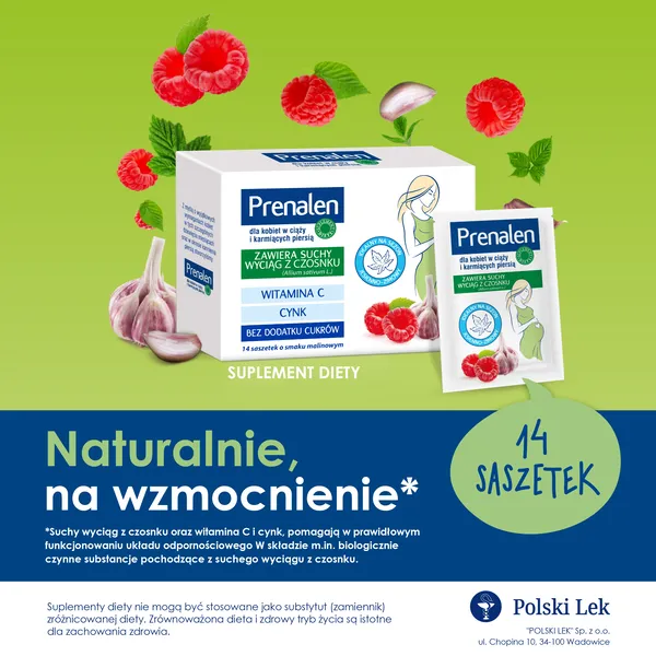 Prenalen Protecta, proszek do rozpuszczania o smaku malinowym, saszetki, 5 g x 14 szt.