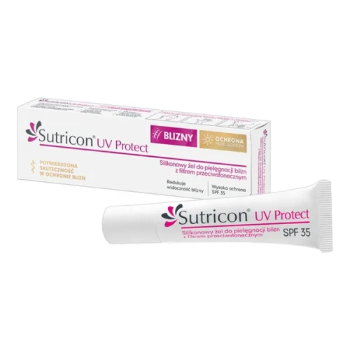 Sutricon UV Protect, silikonowy żel do pielęgnacji blizn z filtrem przeciwsłonecznym, SPF 35, 15 ml