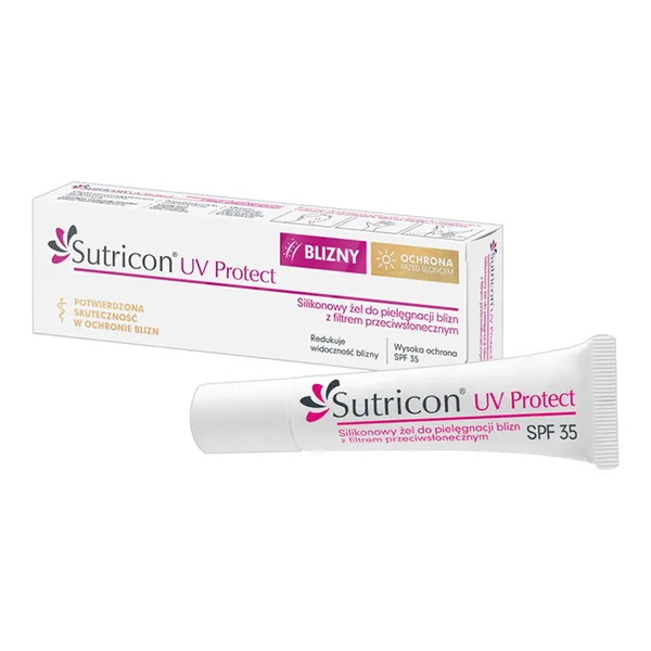 Sutricon UV Protect, silikonowy żel do pielęgnacji blizn z filtrem przeciwsłonecznym, SPF 35, 15 ml