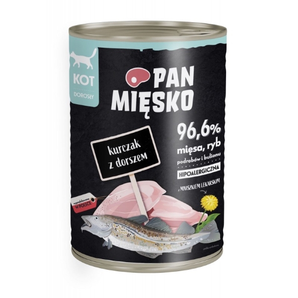 Pan Mięsko Karma mokra dla kota Kurczak z dorszem (dorosły) 400g