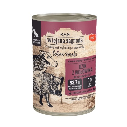 Wiejska Zagroda Karma mokra dla psa Leśne smaki Dzik z wołowiną (dorosły) 400g