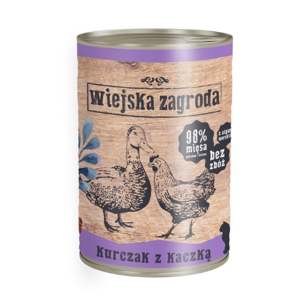 Wiejska Zagroda Karma mokra dla kota Kurczak z kaczką (dorosły) 400g