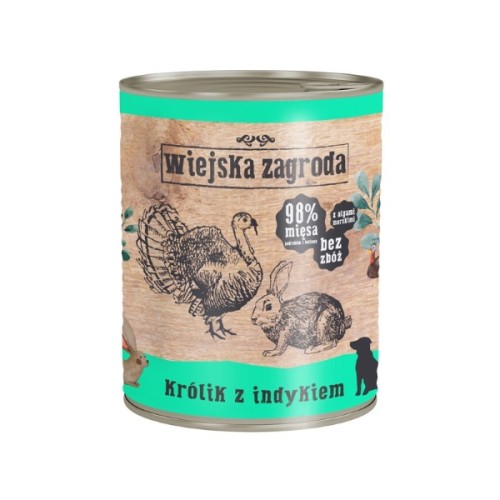 Wiejska Zagroda Karma mokra dla psa Indyk z królikiem (dorosły) 800g
