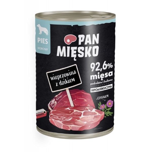 Pan Mięsko Karma mokra dla psa Wieprzowina z dzikiem (dorosły) 400g