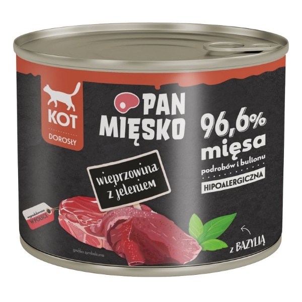 Pan Mięsko Karma mokra dla kota Wieprzowina z jeleniem (dorosły) 200g