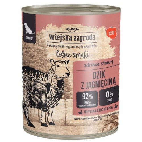 Wiejska Zagroda Karma mokra dla psa Leśne smaki dzik z jagnięciną (senior) 800g