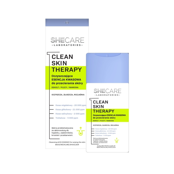 SheCare Laboratories Clean Skin Therapy, Esencja do przecierania skóry oczyszczająca kwasowa, 150 ml