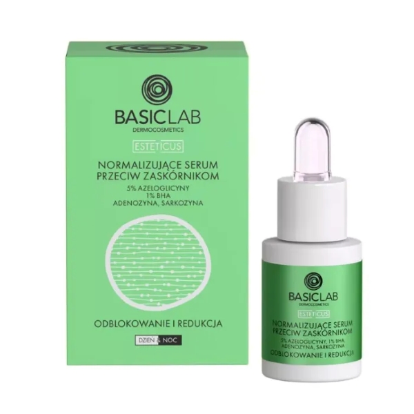 BacisLab Esteticus, normalizujące serum przeciw zaskórnikom z 5% azeloglicyny i 1% BHA, 15 ml